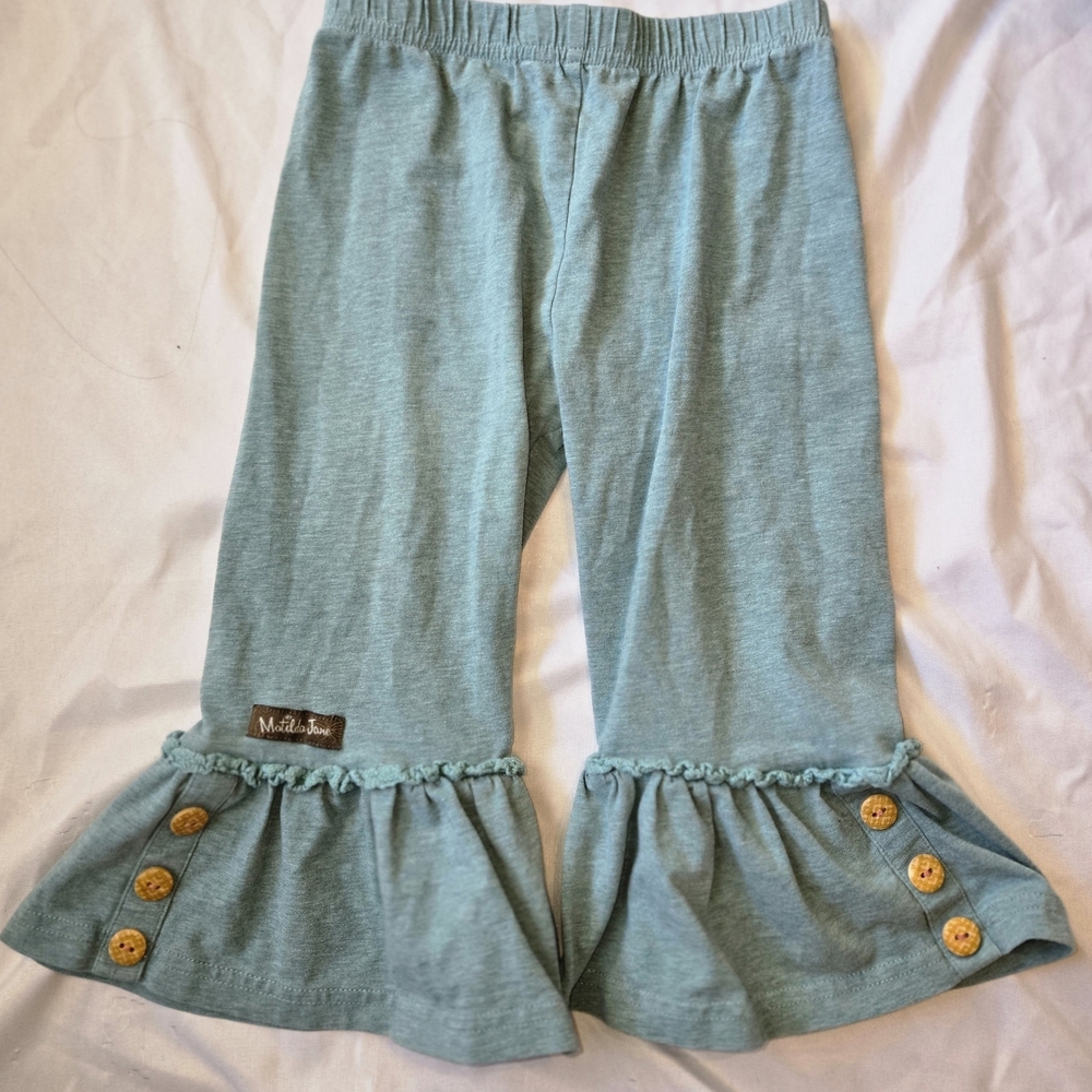 Matilda Jane Teal Ruffle Leggings with Button Accents 18-24 Months Baby Girl